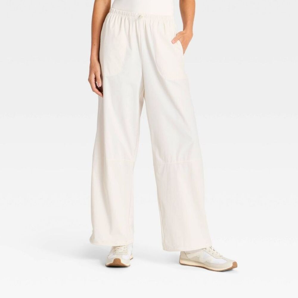 Women's High-Rise Woven Adjustable Dance Pants - All In Motion Cream S